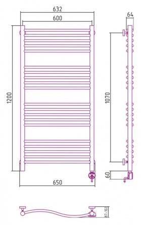 Полотенцесушитель электрический Сунержа Флюид 120x60 R фото 3