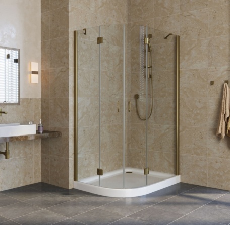 Душевой уголок Vegas Glass AFS-F Lux 100*90 05 01 R профиль бронза, стекло прозрачное фото 2