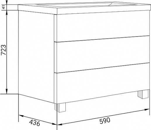 Мебель для ванной Marka One Mix 60Н с 3 ящиками, белый глянец, ручки рейлинг фото 8