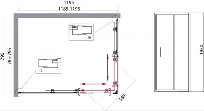 Душевой уголок BelBagno Uno-195 AH 2 120/80 C Cr фото 2