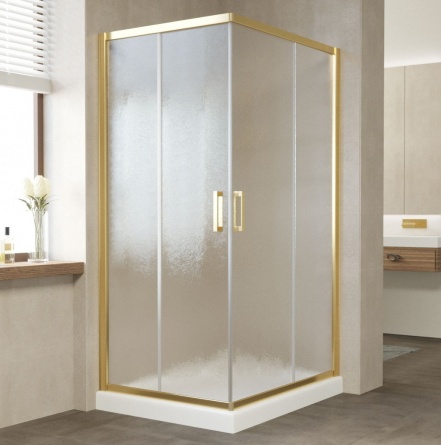 Душевой уголок Vegas Glass ZA-F 90*80 09 02 профиль золото, стекло шиншилла фото 2
