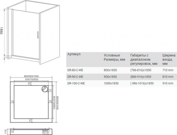 Душевая дверь в нишу Good Door Mokka DR-90-C-WE фото 4
