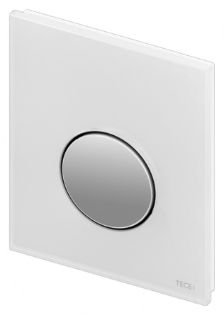 Кнопка смыва Tece Loop Urinal  белое стекло, кнопка хром фото 2