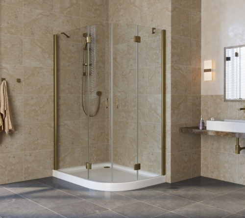 Душевой уголок Vegas Glass AFS-F Lux 120*110 05 01 L профиль бронза, стекло прозрачное фото 2
