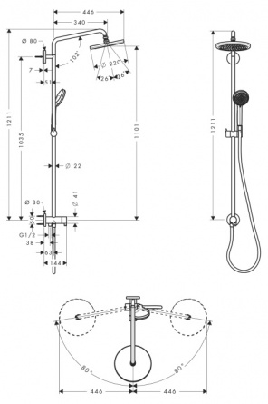 Душевая стойка Hansgrohe Croma 220 Showerpipe Reno фото 8