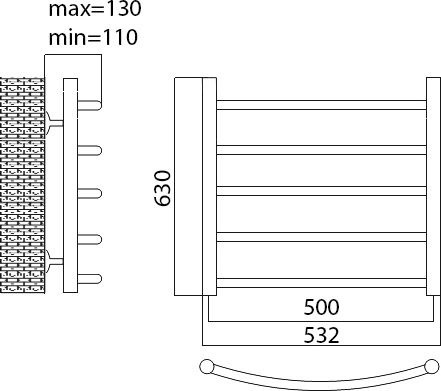 Полотенцесушитель электрический Terminus Классик П5 50x63 L фото 3