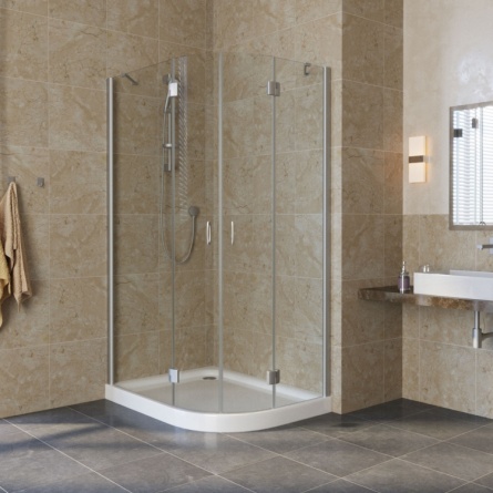 Душевой уголок Vegas Glass AFS-F Lux 100*80 07 01 L профиль матовый хром, стекло прозрачное фото 2