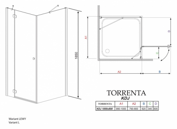 Душевой уголок Radaway Torrenta KDJ 100x80 прозрачное стекло L фото 4