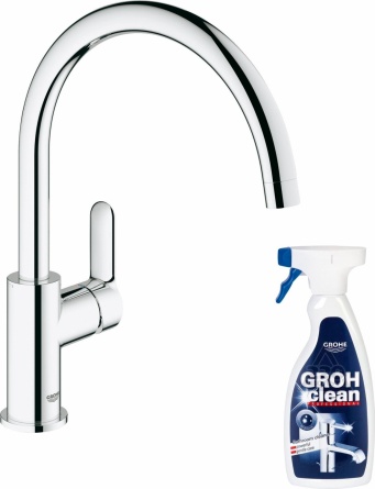 Смеситель Grohe BauEdge 31367000 для кухонной мойки + Средство для очистки Grohe Grohclean 48166000 фото 1