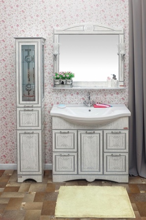 Зеркало Sanflor Адель 100 белое, патина серебро фото 2
