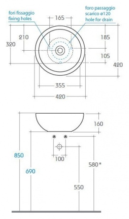 Рукомойник Globo Forty3 SC042.BI*0 42 см фото 4