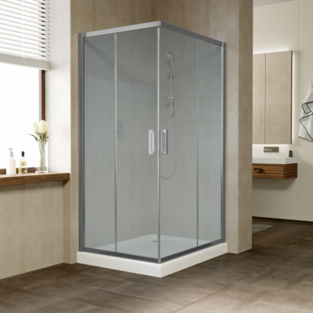 Душевой уголок Vegas Glass ZA-F 90*80 07 02 профиль матовый хром, стекло шиншилла фото 2