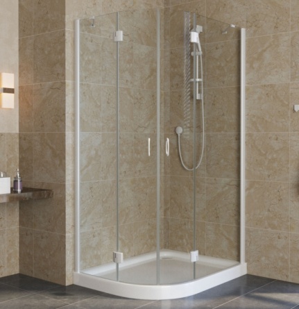 Душевой уголок Vegas Glass AFS-F Lux 100*80 01 01 R профиль белый, стекло прозрачное фото 1