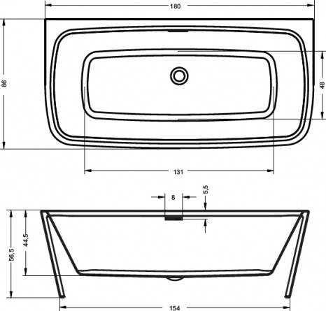 Акриловая ванна Riho Adore FS 180x86 фото 3