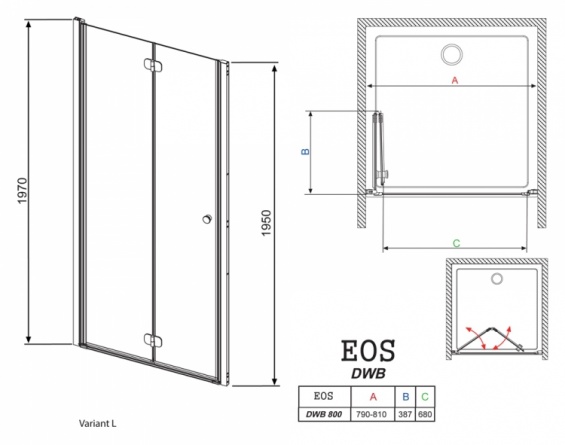 Душевая дверь в нишу Radaway EOS DWB 80 прозрачное стекло L фото 4