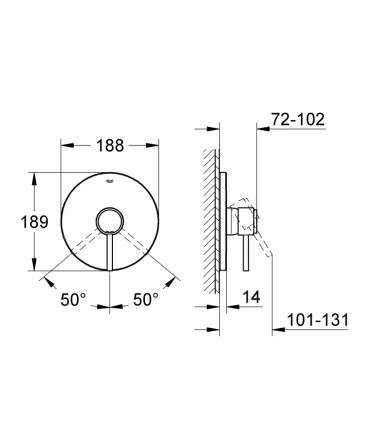 Смеситель для душа GROHE Atrio (верхняя монтажная часть) фото 2
