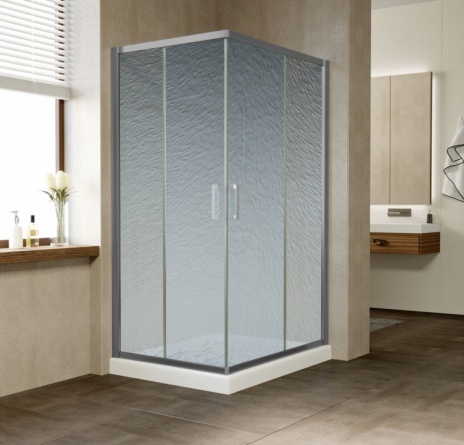 Душевой уголок Vegas Glass ZA-F 100*80 07 02 профиль матовый хром, стекло шиншилла фото 2