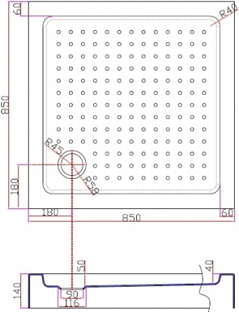 Поддон для душа Cezares Tray квадратный 85, акриловый фото 3