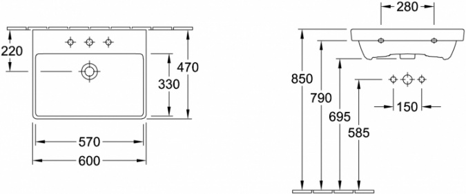 Мебельная раковина Villeroy & Boch Avento 415860R1 CeramicPlus фото 4