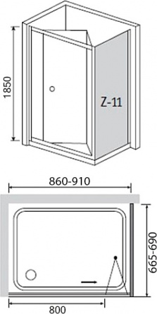 Душевой уголок RGW Classic CL-41 (860-910)x700x1850 профиль хром, стекло шиншилла фото 3
