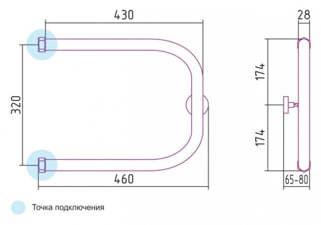 Полотенцесушитель водяной Сунержа П-образный 32x45 фото 2