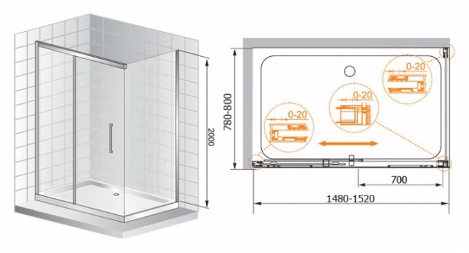 Душевой уголок Cezares Premier Soft AH1 150/80 C Cr IV фото 6