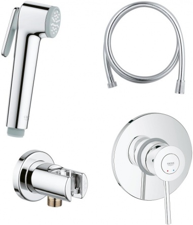 Комплект  Grohe Solido 39192000 подвесной унитаз + инсталляция + кнопка + Гигиенический душ Grohe BauClassic 124901 со смесителем фото 4