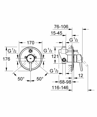Смеситель для ванны GROHE Concetto (со встраиваемым механизмом) фото 2