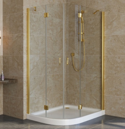 Душевой уголок Vegas Glass AFS-F Lux 110*100 09 01 R профиль золото, стекло прозрачное фото 1