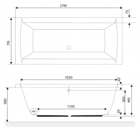 Акриловая ванна Excellent Aquaria Lux 180x80 фото 3