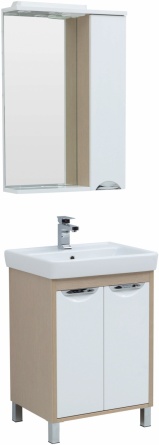 Тумба для комплекта Aquanet Гретта 60 New 2 двери, светлый дуб фото 3
