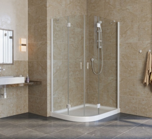 Душевой уголок Vegas Glass AFS-F Lux 120*100 01 01 R профиль белый, стекло прозрачное фото 2