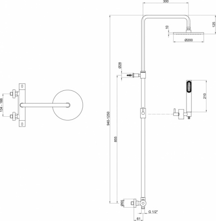 Душевая стойка Webert Elio EL980507015METAL хром фото 3