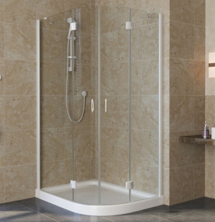 Душевой уголок Vegas Glass AFS-F Lux 110*80 01 01 L профиль белый, стекло прозрачное фото 1