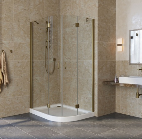 Душевой уголок Vegas Glass AFS-F Lux 110*80 05 01 L профиль бронза, стекло прозрачное фото 2