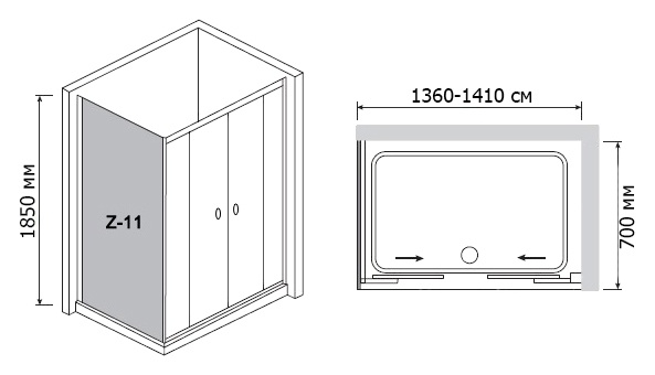 Душевой уголок RGW Classic CL-43 (1360-1410)x700 чистое стекло фото 3