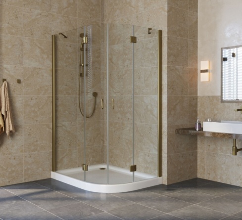 Душевой уголок Vegas Glass AFS-F Lux 120*100 05 01 L профиль бронза, стекло прозрачное фото 2