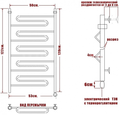 Полотенцесушитель электрический Ника Curve ЛZ 120/50-5 фото 3