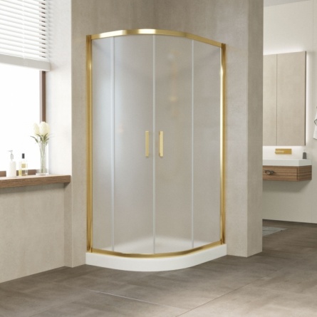 Душевой уголок Vegas Glass ZS-F 100*80 09 10 профиль золото, стекло сатин фото 2