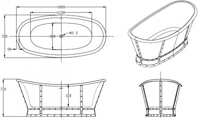 Акриловая ванна BelBagno BB33-CF36 фото 6