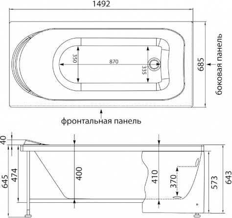 Акриловая ванна Aquanet West 150x70 фото 4