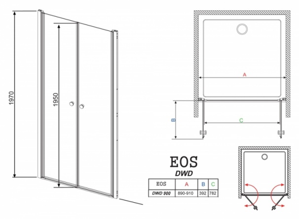 Душевая дверь в нишу Radaway EOS DWD 90 интимато фото 4