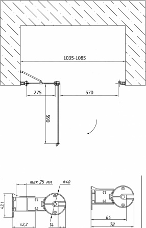 Душевая дверь в нишу Vegas Glass EP-F-1 0105 01 10 L стекло сатин, 105 фото 6