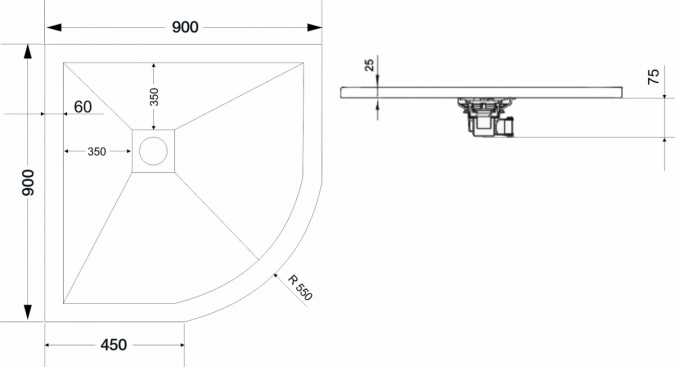 Поддон для душа RGW Stone Tray ST/R-099G 90х90 с сифоном фото 4