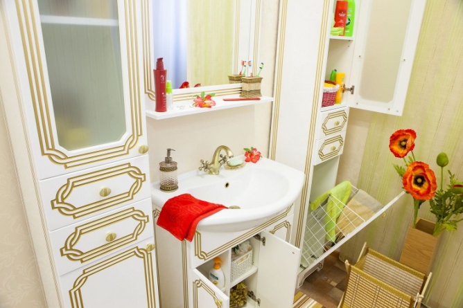 Зеркало Sanflor Каир 75 белое, золотая патина фото 3
