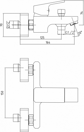 Смеситель E.C.A. Tiera 102102469 для ванны с душем фото 2