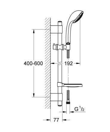 Душевой гарнитур Grohe Relexa Ultra 100 (ручной душ, штанга 600 мм, шланг 1750 мм) фото 2