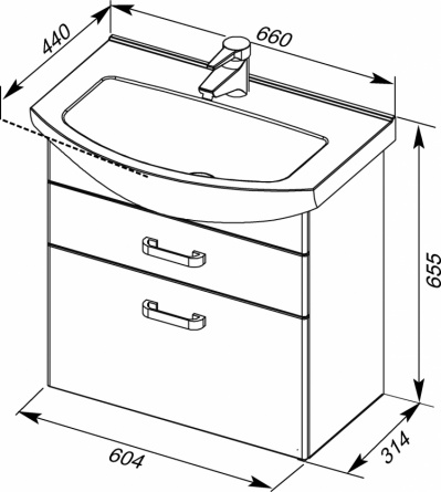 Тумба для комплекта Aquanet Ирис 65 2 ящика фото 8