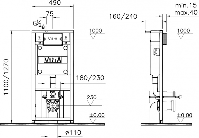 Комплект VitrA S20 9004B003-7204 кнопка хром фото 9
