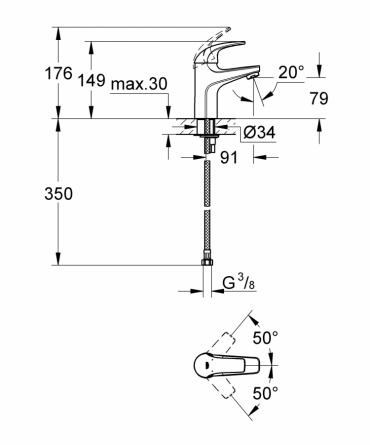 Смеситель для раковины GROHE BauCurve фото 2